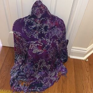 Fashion Abstract pattern tie  dye cover up oversized Wrap with Tassels